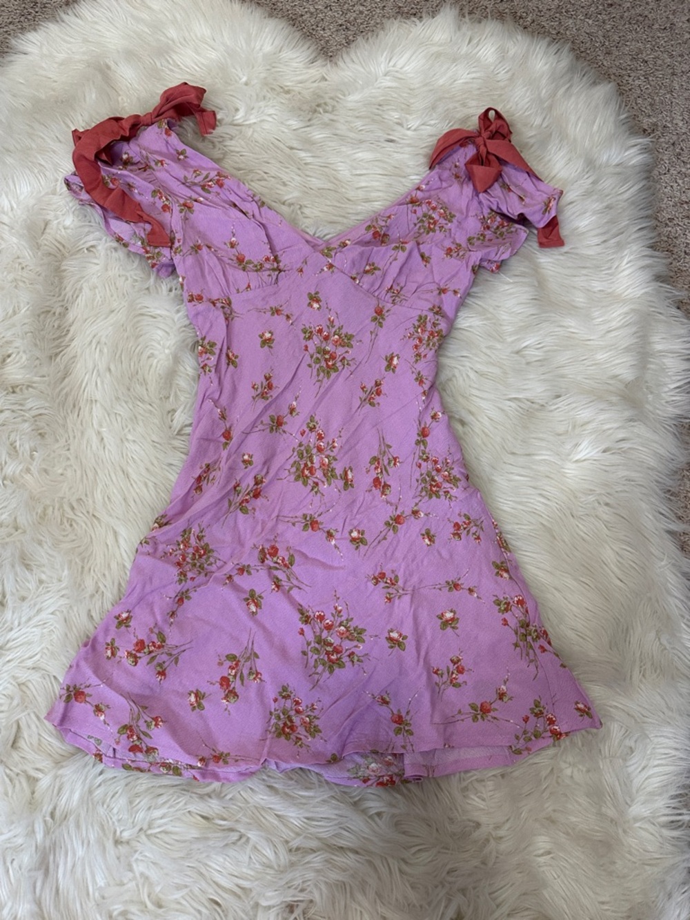 NWOT wild fable Lavender Floral Mini Dress with Rust Tie Straps